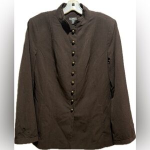 J. Jill brown heather bistretch military stand collar jacket 12